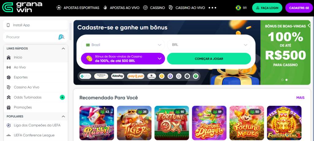 Qual é a aparência do GranaWin Casino